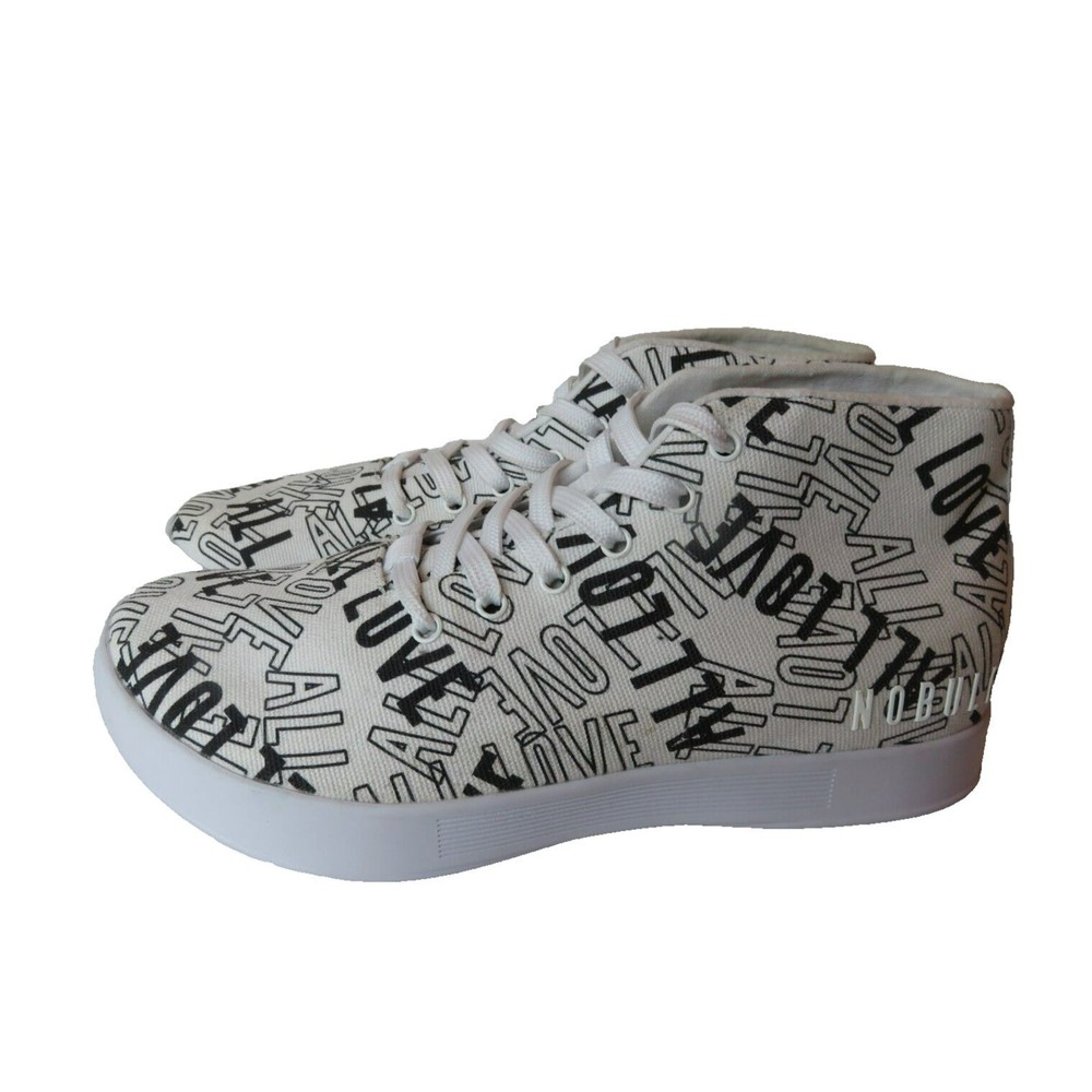 No Bull All Love Mid Canvas Trainer Sneakers White Black Unisex Men 6 Women 7.5